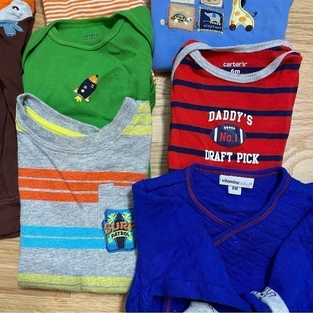Boys 6 Month Shirt Onesie Bundle Carter’s Daddy’s Draft Pick Vitamins Baby